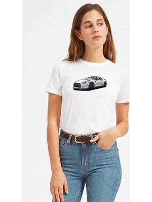 Qivi Nissan Gt R Ön Baskılı Beyaz Kadın Tshirt