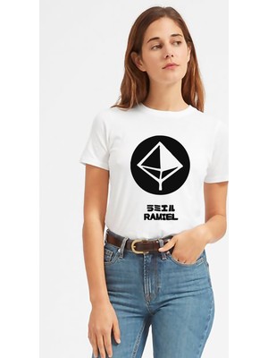 Qivi Evangelion Ramıel Baskılı Beyaz Kadın Tshirt