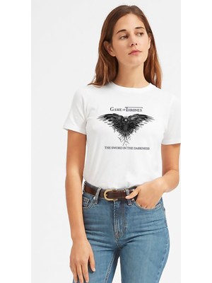 Qivi Game Of Thrones Baskılı Beyaz Kadın Tshirt