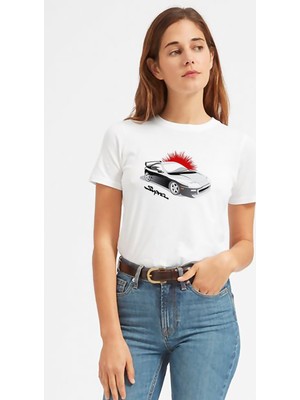 Qivi Toyota Supra Baskılı Beyaz Kadın Tshirt