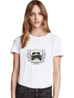 Qivi Turkish Hotrock Murat 124 Baskılı Beyaz Kadın Tshirt