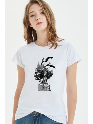 Qivi Anime One Punch Man Baskılı Beyaz Kadın Tshirt