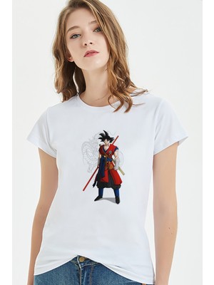 Qivi Anime Dragon Ball Ball Z Whis Baskılı Beyaz Kadın Tshirt