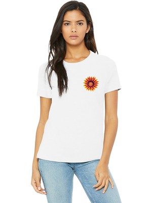 Qivi Watercolor Flower Kadın Beyaz Tshirt