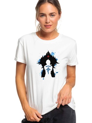 Qivi Anime Death Note Baskılı Beyaz Kadın Tshirt