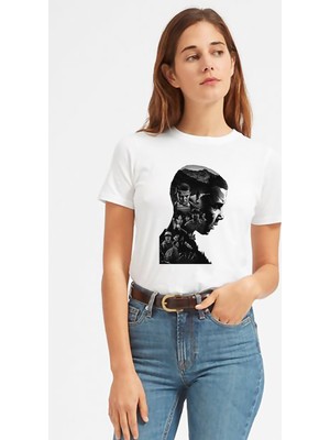 Qivi Stranger Things 11 Eleven Millie Bobby Baskılı Beyaz Kadın Tshirt