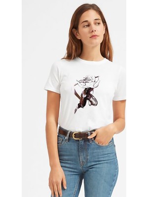 Qivi Anime Tokyo Ghoul Anteiku Baskılı Beyaz Kadın Tshirt