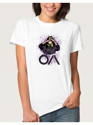 Qivi The Oa Girl Splash Kadın Beyaz Tshirt