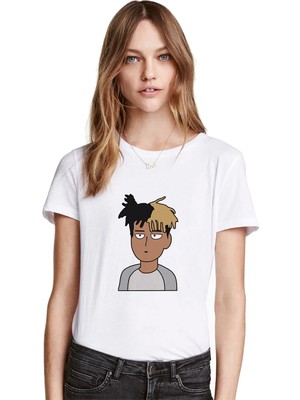 Qivi Anime Xxtentecion Baskılı Beyaz Kadın Tshirt