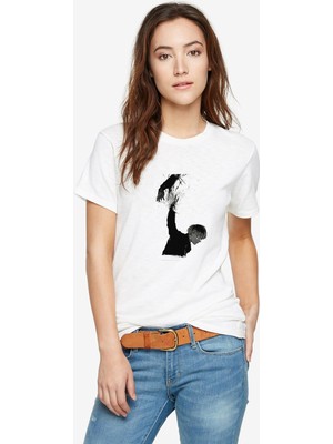 Qivi Anime Tokyo Ghoul Anteiku Baskılı Beyaz Kadın Tshirt