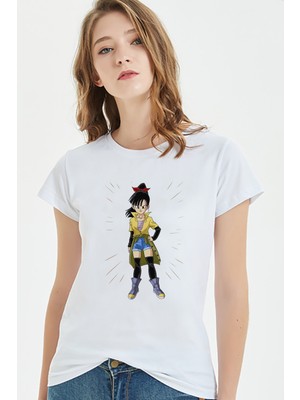 Qivi Anime Dragon Ball Baskılı Beyaz Kadın Tshirt