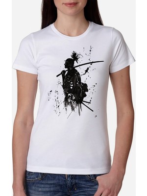 Qivi Silhouette Samurai Kadın Beyaz Tshirt