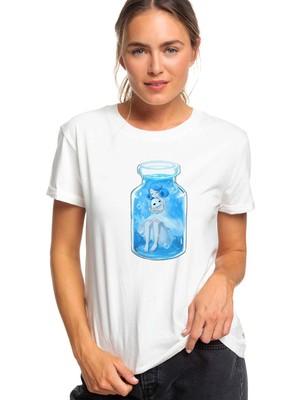 Qivi Anime Fairy Tail Glass Guild Emblem Baskılı Beyaz Kadın Tshirt