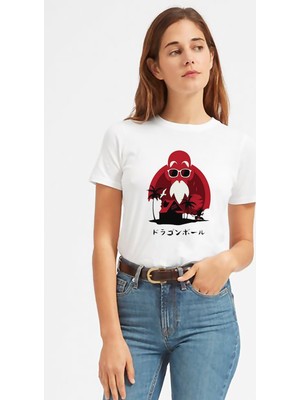 Qivi Anime Dragon Ball Baskılı Beyaz Kadın Tshirt