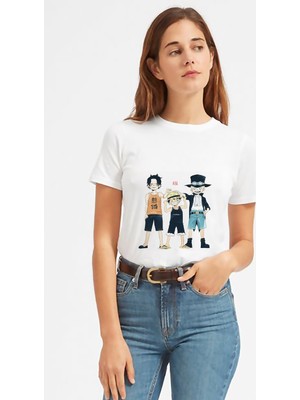 Qivi Anime One Piece Boku Dake Ga Baskılı Beyaz Kadın Tshirt