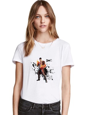 Qivi Dmc Dante Baskılı Beyaz Kadın Tshirt
