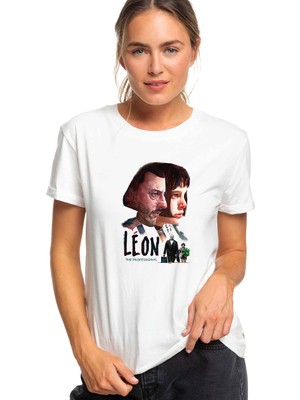 Qivi Mathilda & Leon Sevginin Gücü The Baskılı Beyaz Kadın Tshirt
