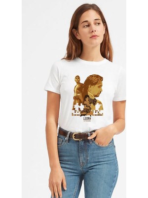 Qivi The Professional Leon Mathilda Sevginin Gücü Baskılı Beyaz Kadın Tshirt