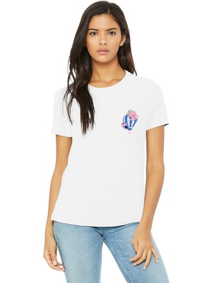 Qivi Watercolor Hot Air Balloon Kadın Beyaz Tshirt