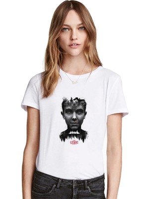 Qivi Stranger Things The Upside Down Baskılı Beyaz Kadın Tshirt