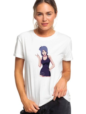 Qivi Anime Tokyo Ghoul Anteiku Baskılı Beyaz Kadın Tshirt