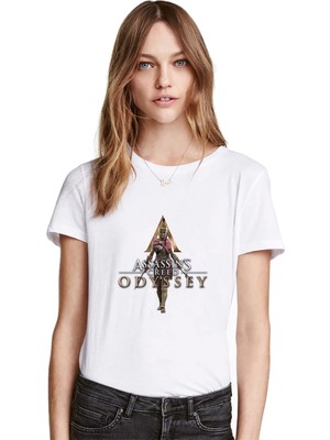 Qivi Assasin Baskılı Beyaz Kadın Tshirt