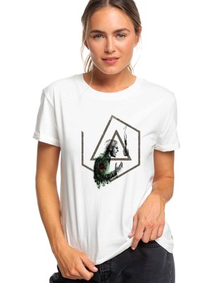 Qivi Link In Park Chester Bennington Numb Baskılı Beyaz Kadın Tshirt