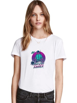 Qivi Pubg Wınner Adam Baskılı Beyaz Kadın Tshirt