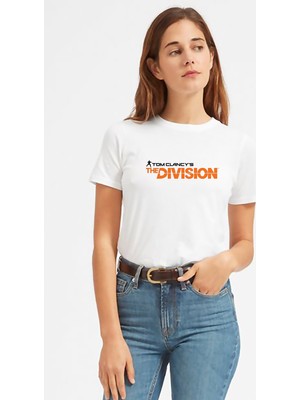 Qivi The Division Logo Baskılı Beyaz Kadın Tshirt