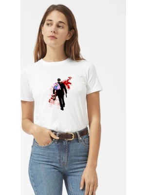Qivi Altered Carbon Hello Unicorn Blood Kadın Beyaz Tshirt
