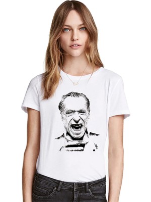 Qivi Charles Bukowski Kadın Beyaz Tshirt