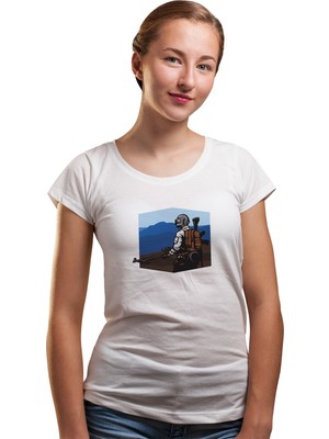 Qivi Pubg Sniper Mountain Kadın Beyaz Tshirt