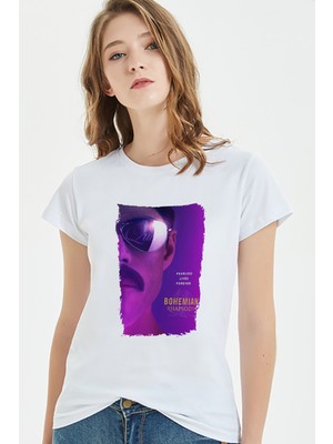 Qivi Queen Bohemıan Rhapsody Post Baskılı Beyaz Kadın Tshirt