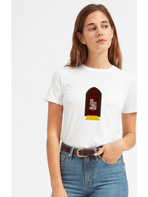 Qivi The Haunting Of Hill House Door Kadın Beyaz Tshirt