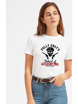 Qivi Peaky Blinders Polly Grays School Of Accounting Kadın Beyaz Tshirt