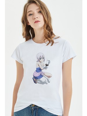 Qivi Anime Fairy Tail Glass Guild Emblem Baskılı Beyaz Kadın Tshirt