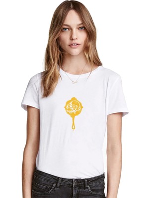 Qivi Pubg Tava 3 Lvl Kask Baskılı Beyaz Kadın Tshirt