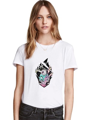 Qivi Anime Dragon Ball Baskılı Beyaz Kadın Tshirt