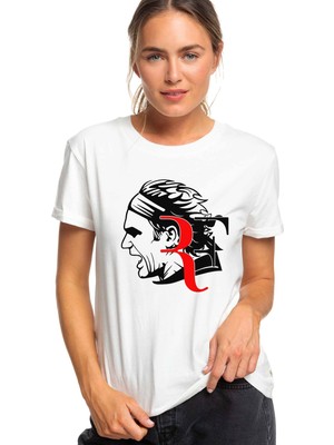 Qivi Roger Federer Baskılı Beyaz Kadın Tshirt