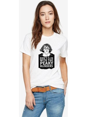 Qivi Peaky Blinders Tommy Shelby Dont Baskılı Beyaz Kadın Tshirt