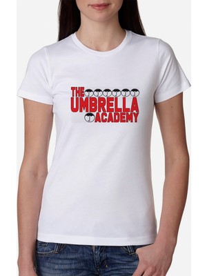 Qivi The Umbrella Academy Logo&yazi Kadın Beyaz Tshirt