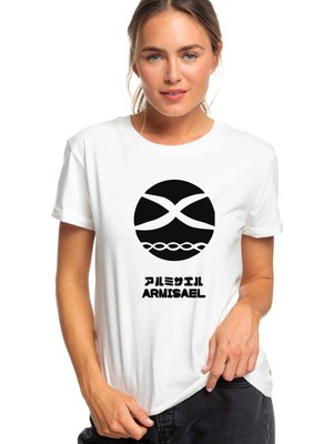 Qivi Evangelion Armısael Baskılı Beyaz Kadın Tshirt