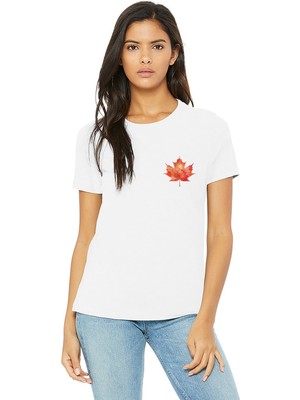 Qivi Watercolor Leaf Kadın Beyaz Tshirt