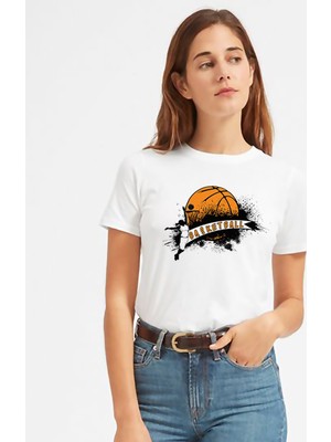 Qivi Silhouette Street Basketball Kadın Beyaz Tshirt