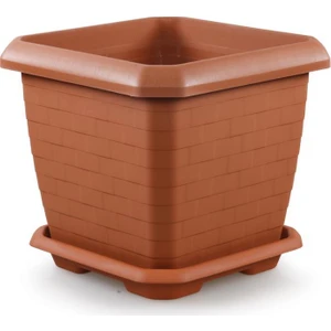 HK03 Hisar Kare Tabaklı Saksı 25,5 Lt No 3 Kiremit