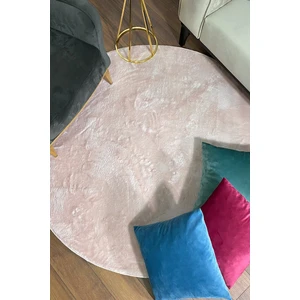Sultan Halı Pudra Yuvarlak Peluş Post Halı
