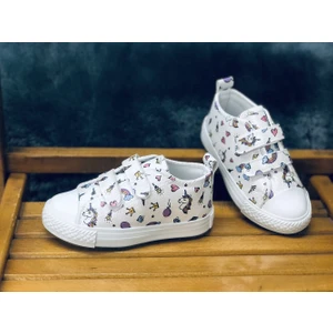 Çocuk Unicorn Desenli Simli Işıklı Convers Model Ayakkabı