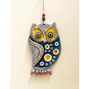 Seramik Baykuş Figürlü Dekoratif El Işi Duvar Süsü Nazarlık