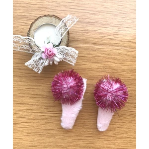 Yeşim Aksesuar Ponponlu Çocuk Tokası, El Yapımı 2'li Çıtçıtlı Bebek Tokası