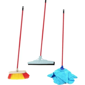 NFM HOME Süpürge Yer Fırçası + Yer Çekpas Çek Çek + Mikrofiber Havlu Paspas Ucu Saplı Temizlik Seti